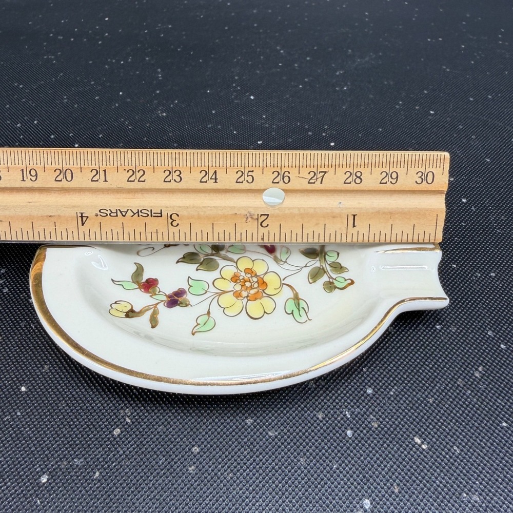 Zsolnay Hungary Hand Painted Porcelain Ashtray Floral Butterfly Gold Trim 4x3 - Picture 2 of 11